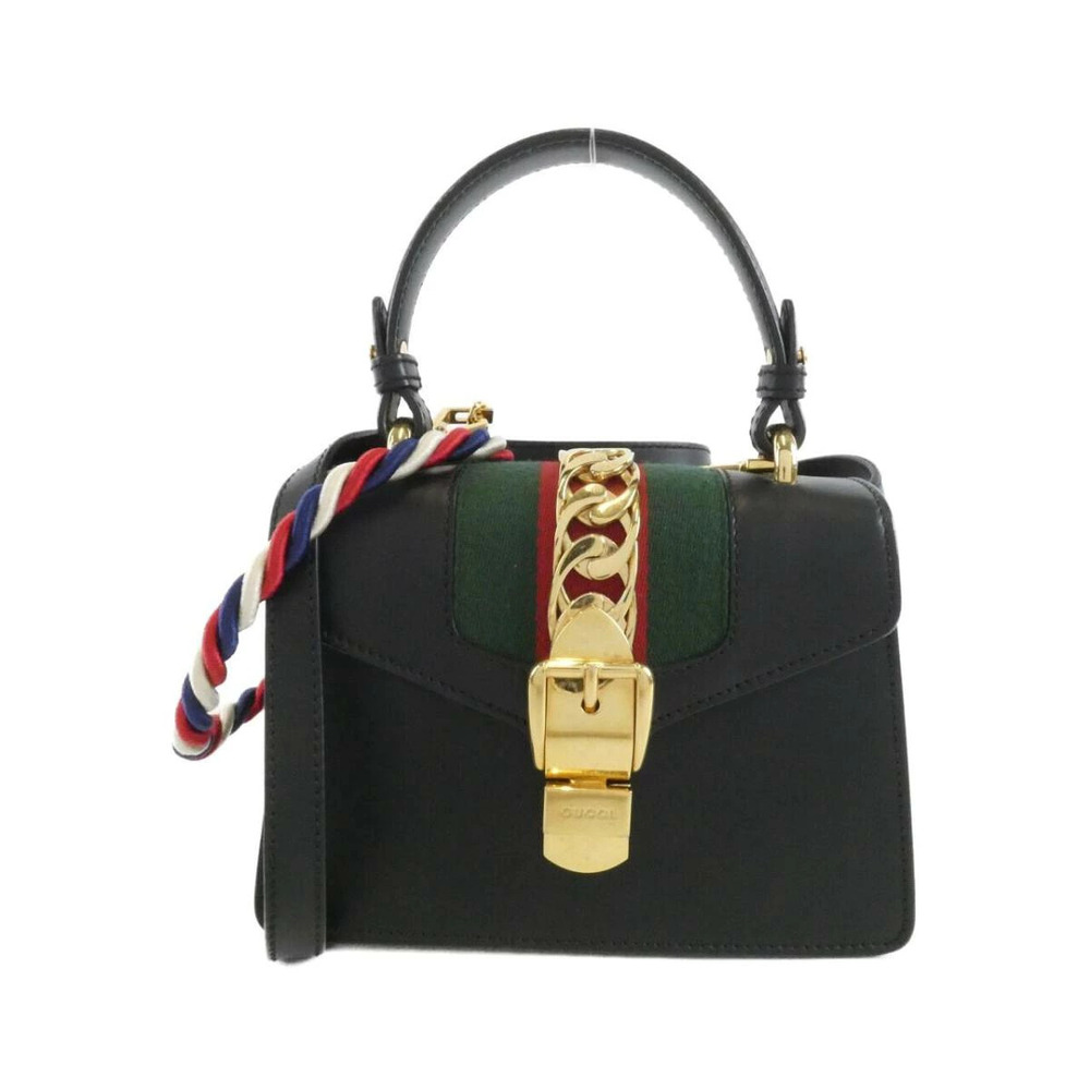 Gucci Sylvie shoulder bag gold chain buckle closure Black